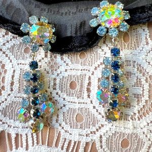 VINTAGE MULTI COLORED RHINESTONE EARRINGS